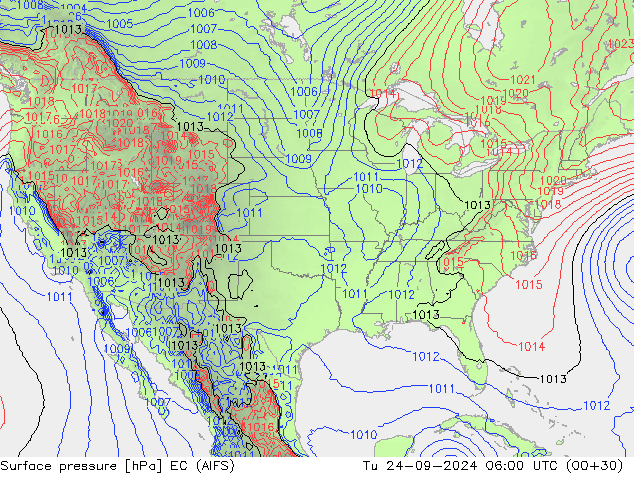 Surface pressure EC (AIFS) Tu 24.09.2024 06 UTC