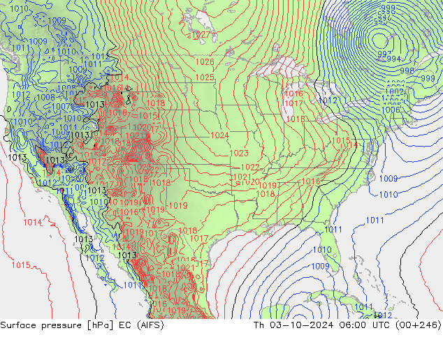 ciśnienie EC (AIFS) czw. 03.10.2024 06 UTC