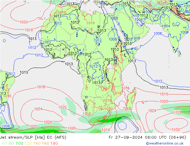 Corriente en chorro EC (AIFS) vie 27.09.2024 06 UTC