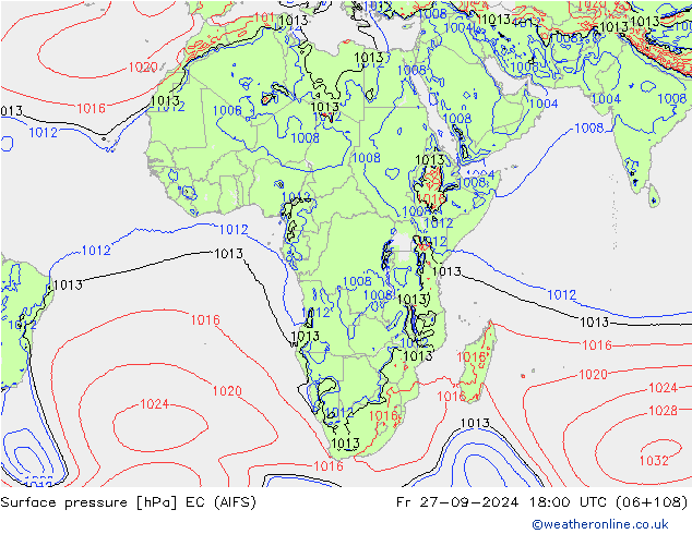 Surface pressure EC (AIFS) Fr 27.09.2024 18 UTC