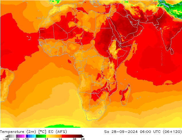 température (2m) EC (AIFS) sam 28.09.2024 06 UTC