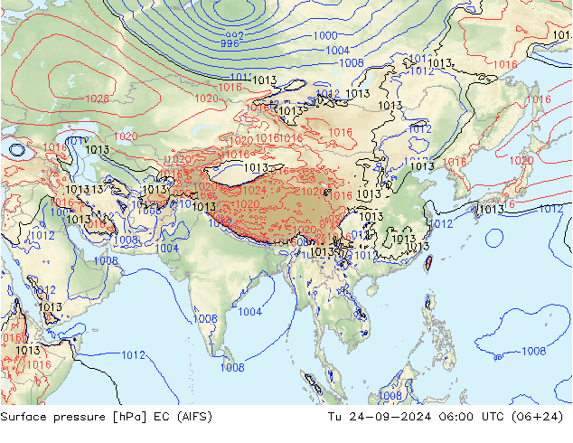 приземное давление EC (AIFS) вт 24.09.2024 06 UTC