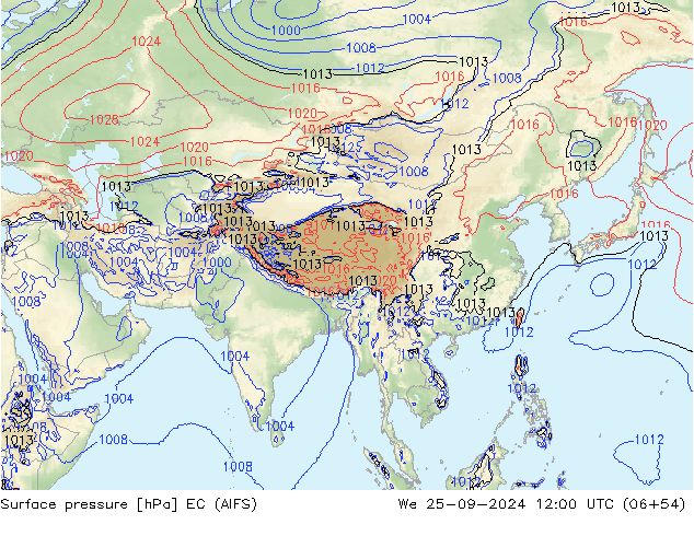 Surface pressure EC (AIFS) We 25.09.2024 12 UTC