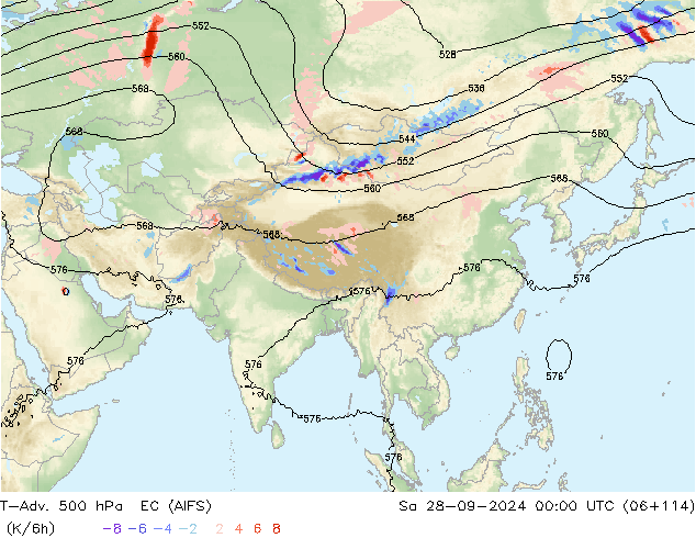 T-Adv. 500 hPa EC (AIFS) Sa 28.09.2024 00 UTC