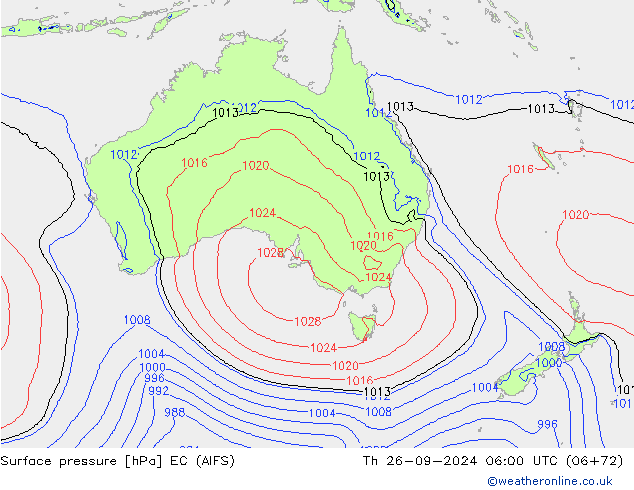 Atmosférický tlak EC (AIFS) Čt 26.09.2024 06 UTC