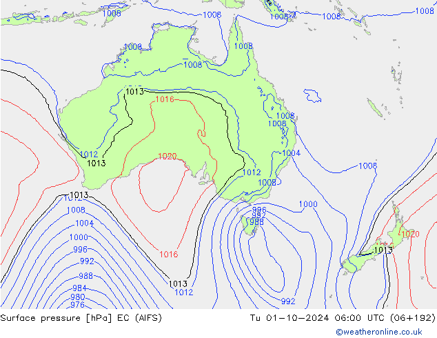 Surface pressure EC (AIFS) Tu 01.10.2024 06 UTC