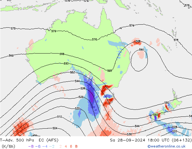 T-Adv. 500 hPa EC (AIFS) Sa 28.09.2024 18 UTC