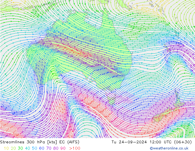 ветер 300 гПа EC (AIFS) вт 24.09.2024 12 UTC