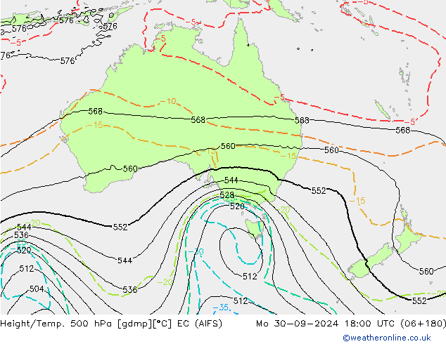 Height/Temp. 500 hPa EC (AIFS) Mo 30.09.2024 18 UTC