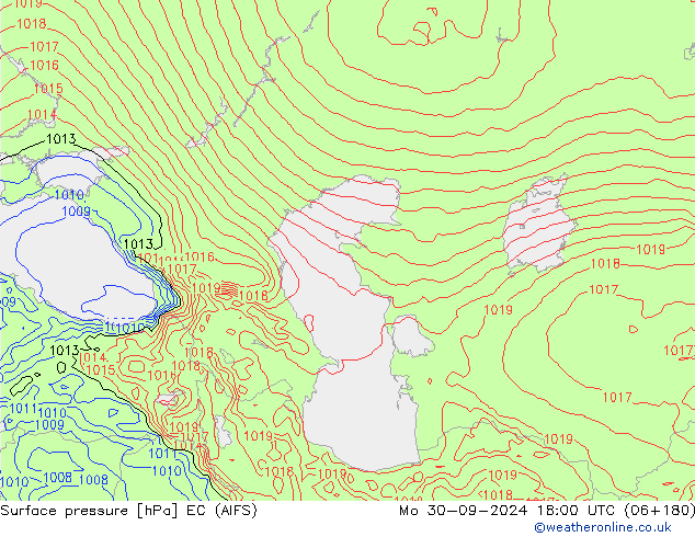 Surface pressure EC (AIFS) Mo 30.09.2024 18 UTC