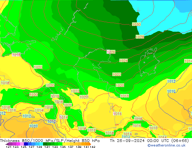 Thck 850-1000 гПа EC (AIFS) чт 26.09.2024 00 UTC