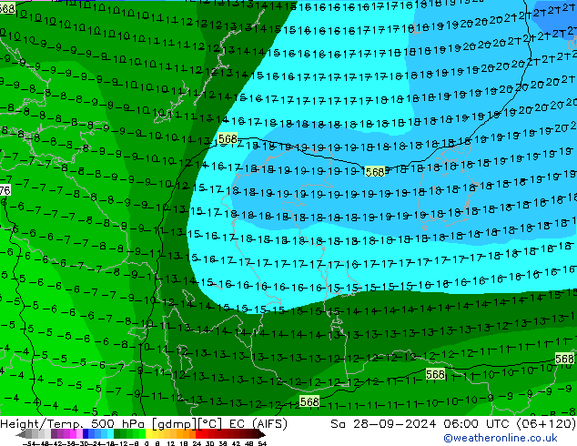 Height/Temp. 500 hPa EC (AIFS) Sa 28.09.2024 06 UTC