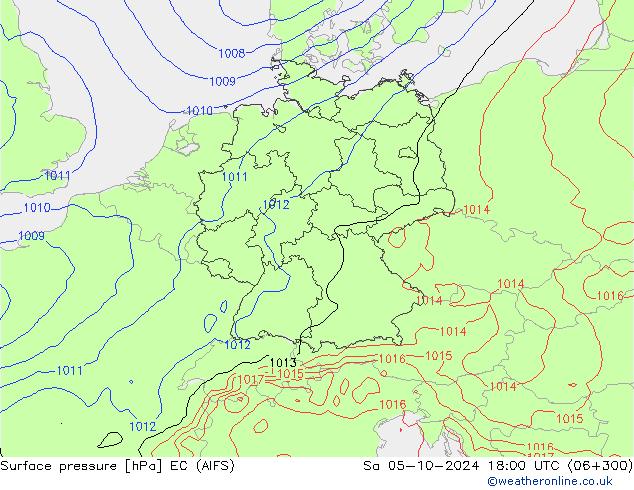 Presión superficial EC (AIFS) sáb 05.10.2024 18 UTC