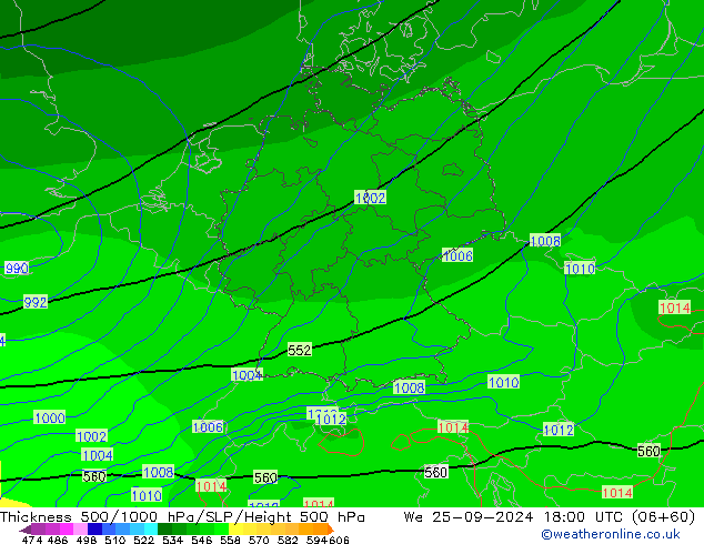 Thck 500-1000hPa EC (AIFS) śro. 25.09.2024 18 UTC