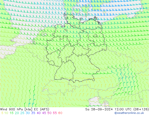 Viento 900 hPa EC (AIFS) sáb 28.09.2024 12 UTC