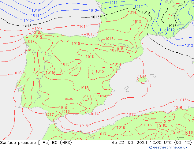 Surface pressure EC (AIFS) Mo 23.09.2024 18 UTC