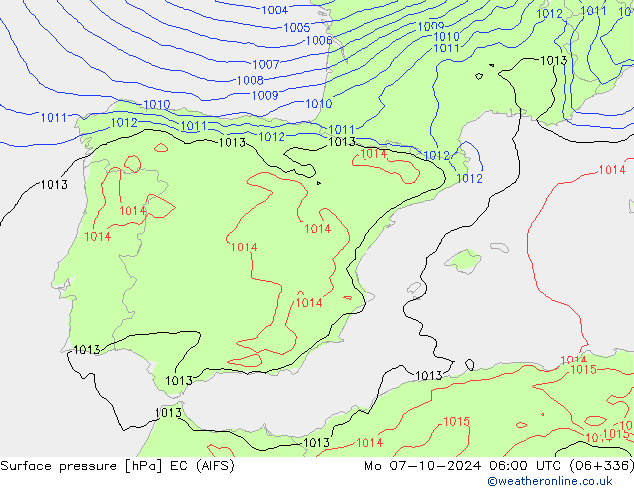 Pressione al suolo EC (AIFS) lun 07.10.2024 06 UTC