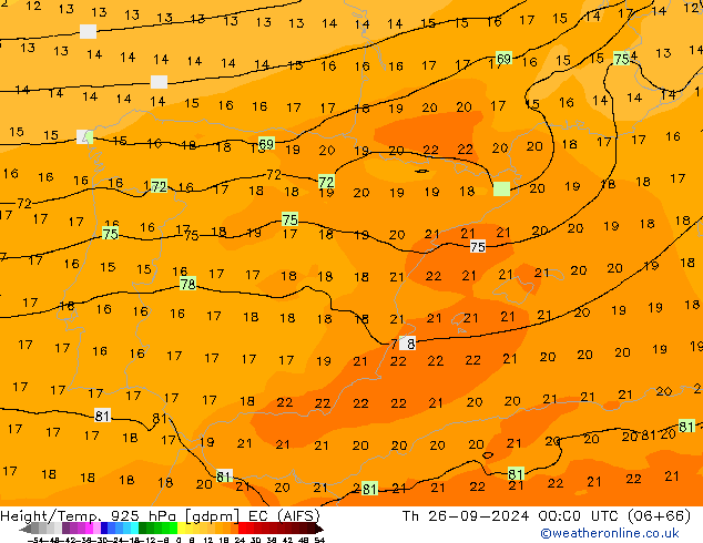 Height/Temp. 925 hPa EC (AIFS) Th 26.09.2024 00 UTC