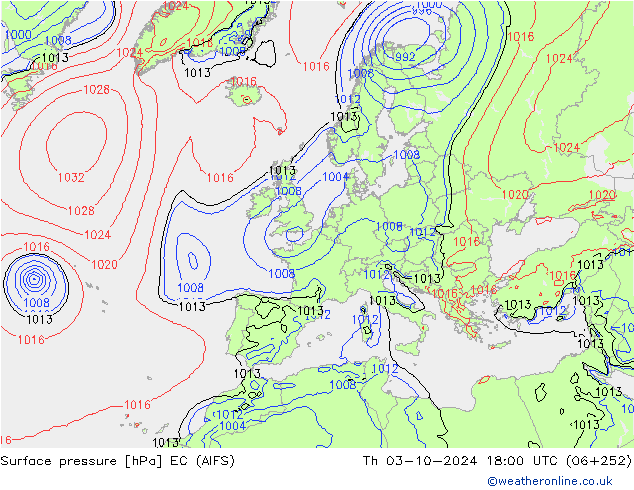 приземное давление EC (AIFS) чт 03.10.2024 18 UTC