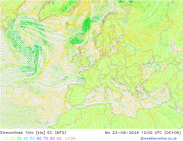 ветер 10m EC (AIFS) пн 23.09.2024 12 UTC