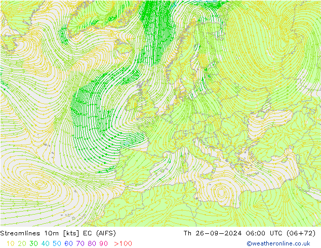 Linea di flusso 10m EC (AIFS) gio 26.09.2024 06 UTC