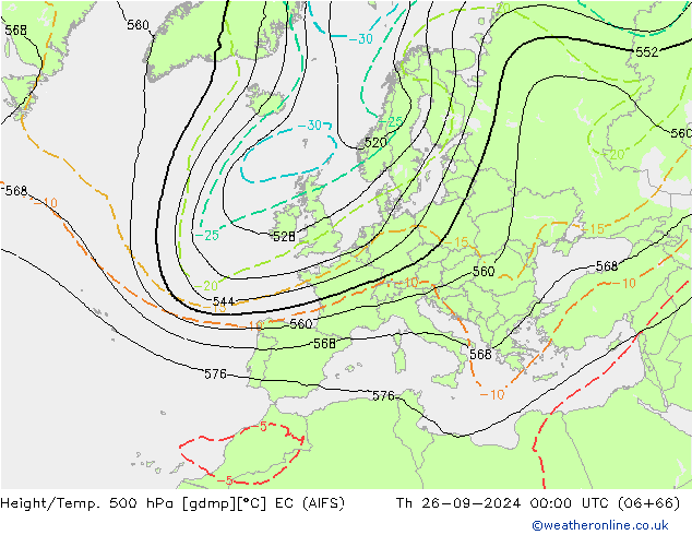 Height/Temp. 500 гПа EC (AIFS) чт 26.09.2024 00 UTC