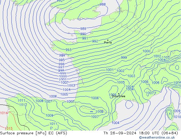 Surface pressure EC (AIFS) Th 26.09.2024 18 UTC