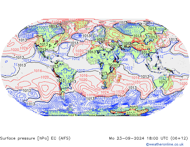 Surface pressure EC (AIFS) Mo 23.09.2024 18 UTC