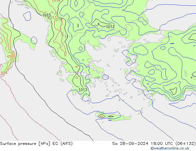 Surface pressure EC (AIFS) Sa 28.09.2024 18 UTC