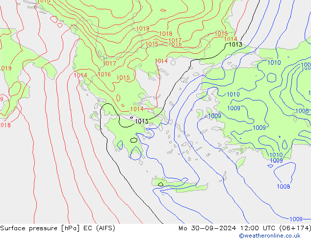 Surface pressure EC (AIFS) Mo 30.09.2024 12 UTC