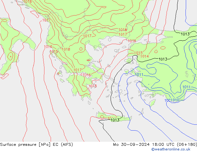 Surface pressure EC (AIFS) Mo 30.09.2024 18 UTC