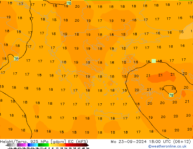 Height/Temp. 925 гПа EC (AIFS) пн 23.09.2024 18 UTC