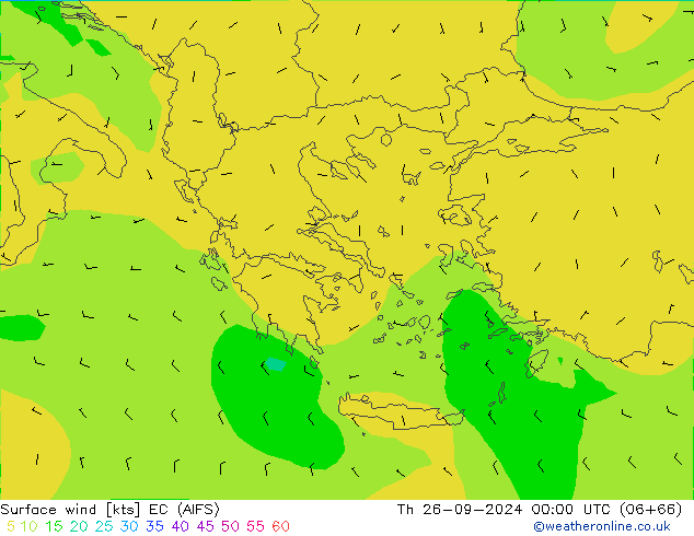 Surface wind EC (AIFS) Th 26.09.2024 00 UTC