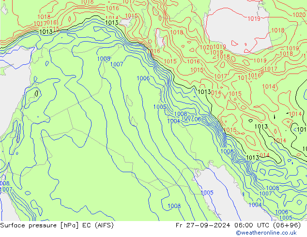 Surface pressure EC (AIFS) Fr 27.09.2024 06 UTC