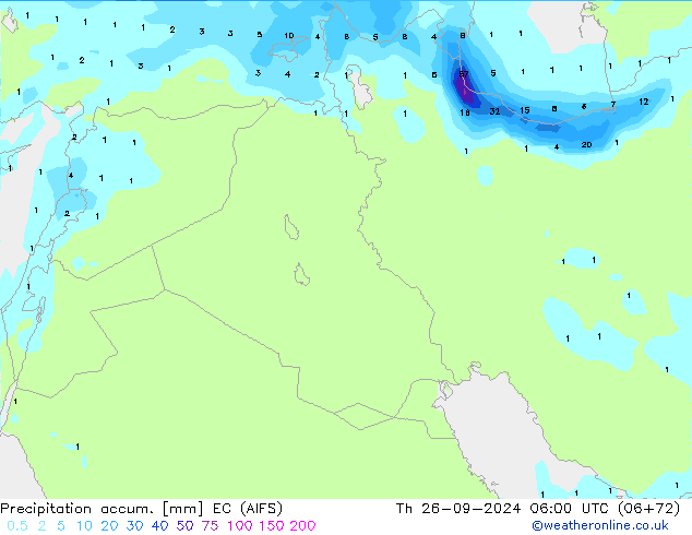 Precipitation accum. EC (AIFS) Qui 26.09.2024 06 UTC