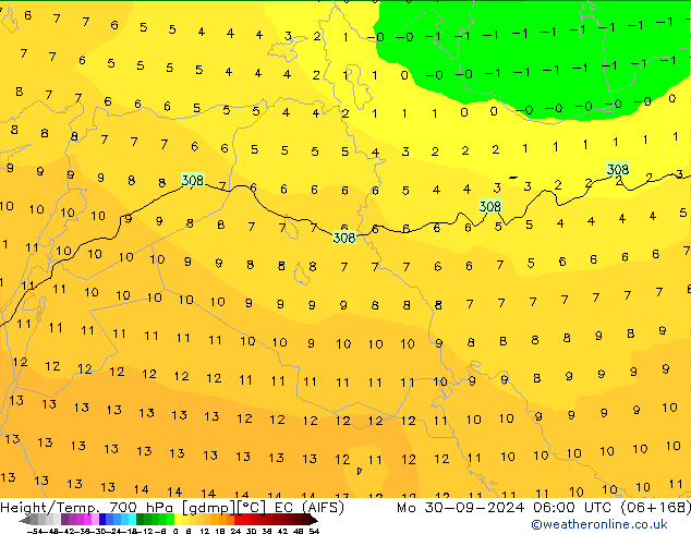 Height/Temp. 700 hPa EC (AIFS) lun 30.09.2024 06 UTC