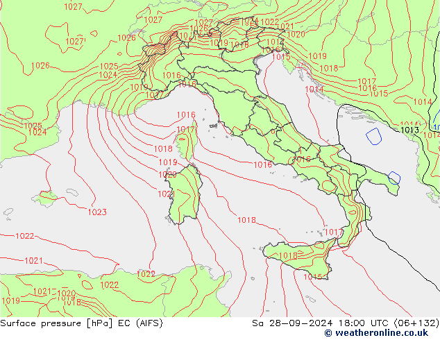 Pressione al suolo EC (AIFS) sab 28.09.2024 18 UTC