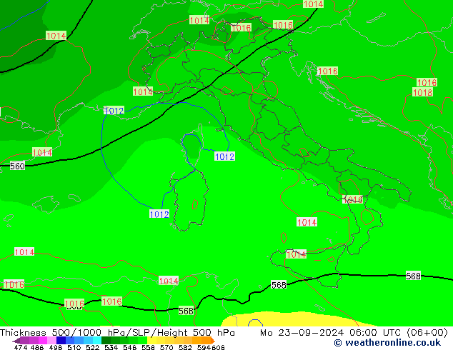 Thck 500-1000hPa EC (AIFS) Po 23.09.2024 06 UTC