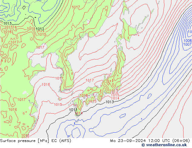 Surface pressure EC (AIFS) Mo 23.09.2024 12 UTC