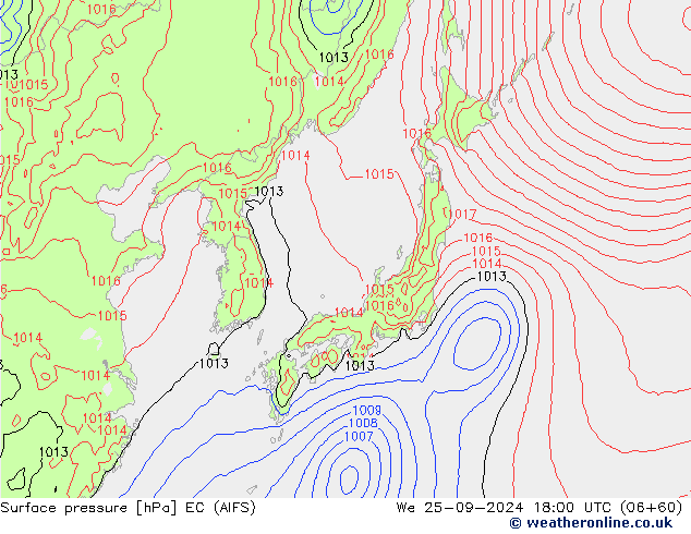 Luchtdruk (Grond) EC (AIFS) wo 25.09.2024 18 UTC