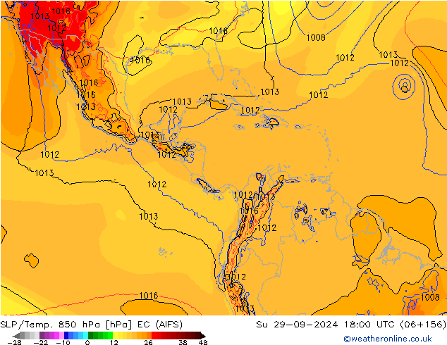 SLP/Temp. 850 hPa EC (AIFS) Su 29.09.2024 18 UTC