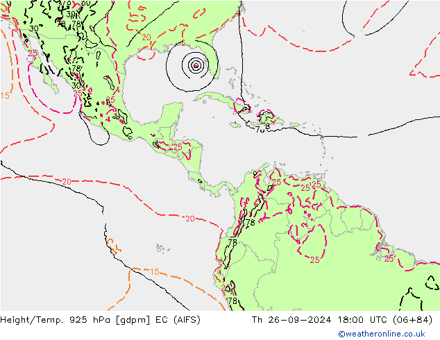 Height/Temp. 925 hPa EC (AIFS) czw. 26.09.2024 18 UTC