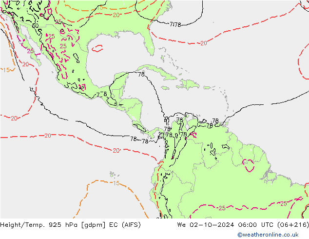 Height/Temp. 925 hPa EC (AIFS) We 02.10.2024 06 UTC