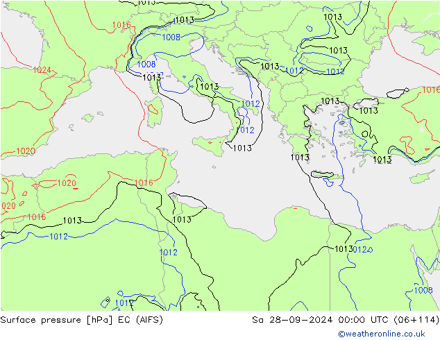 pression de l'air EC (AIFS) sam 28.09.2024 00 UTC