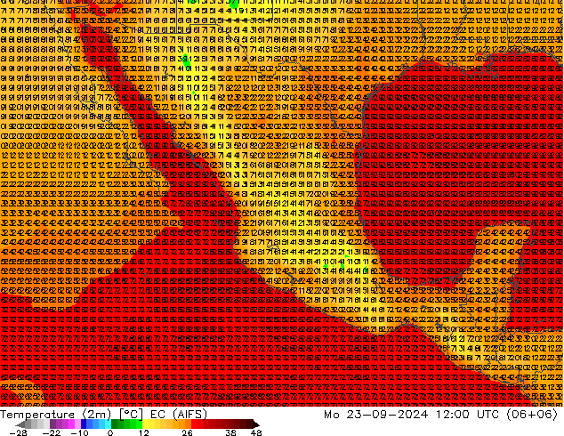 Sıcaklık Haritası (2m) EC (AIFS) Pzt 23.09.2024 12 UTC