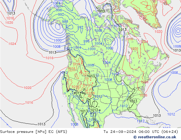 Surface pressure EC (AIFS) Tu 24.09.2024 06 UTC