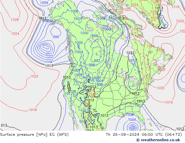 Atmosférický tlak EC (AIFS) Čt 26.09.2024 06 UTC