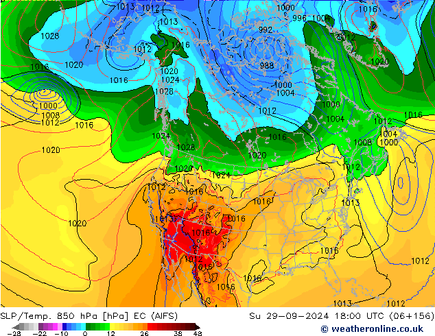 SLP/Temp. 850 hPa EC (AIFS) zo 29.09.2024 18 UTC