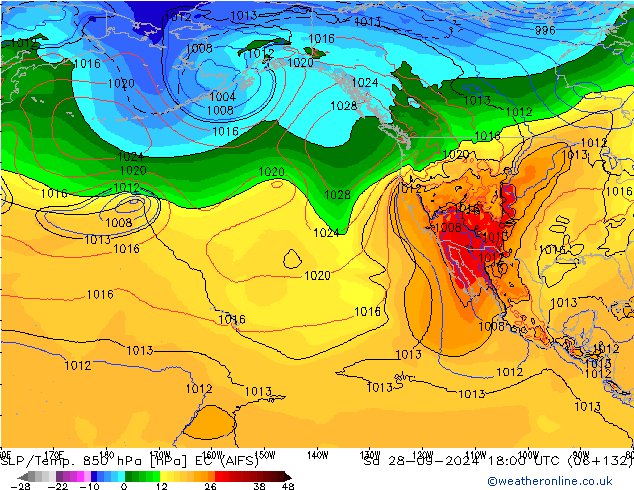 SLP/Temp. 850 hPa EC (AIFS) So 28.09.2024 18 UTC