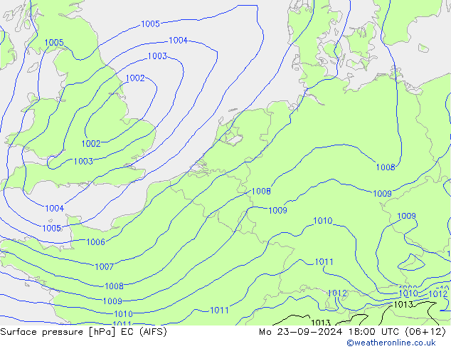 Surface pressure EC (AIFS) Mo 23.09.2024 18 UTC